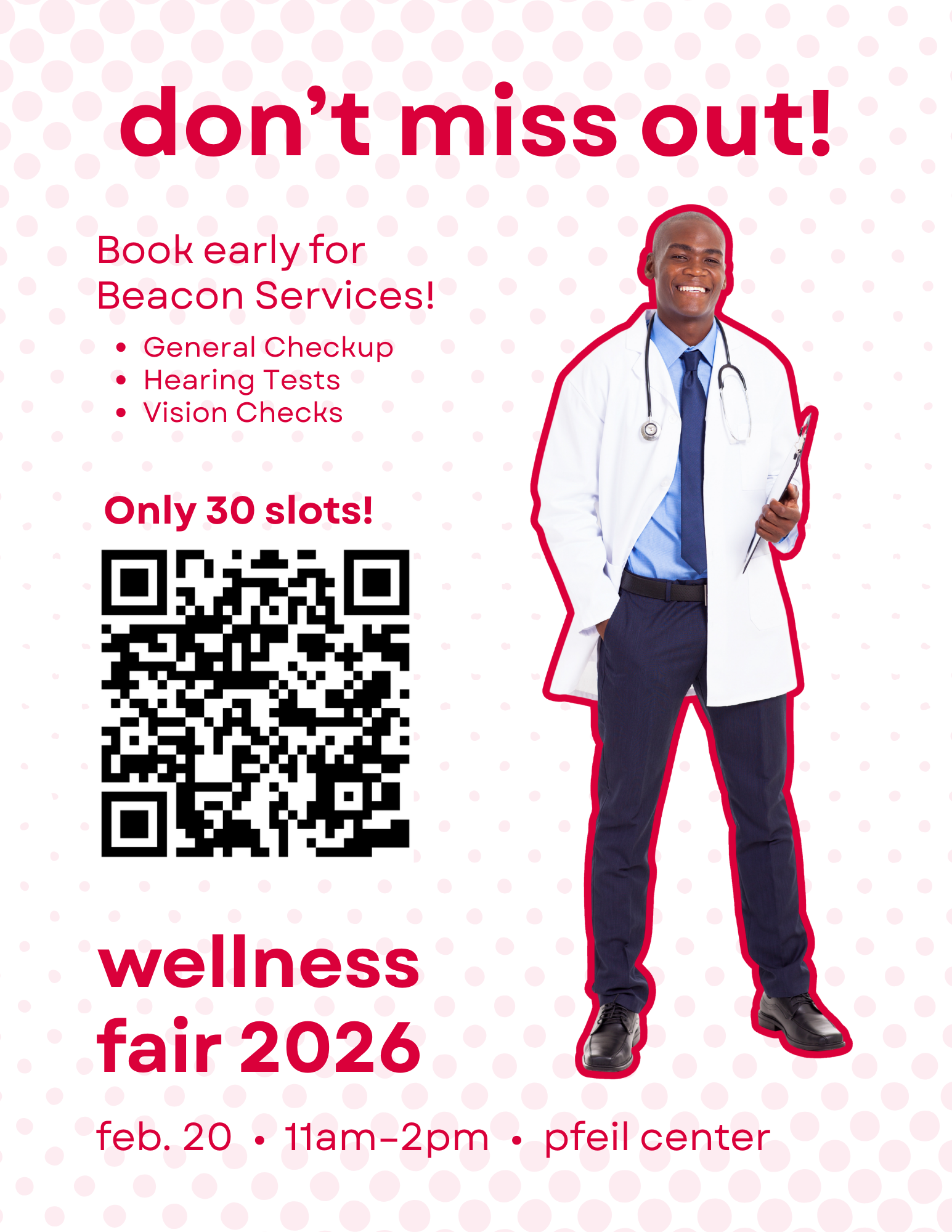 Wellness Fair poster: book early for Beacon Services