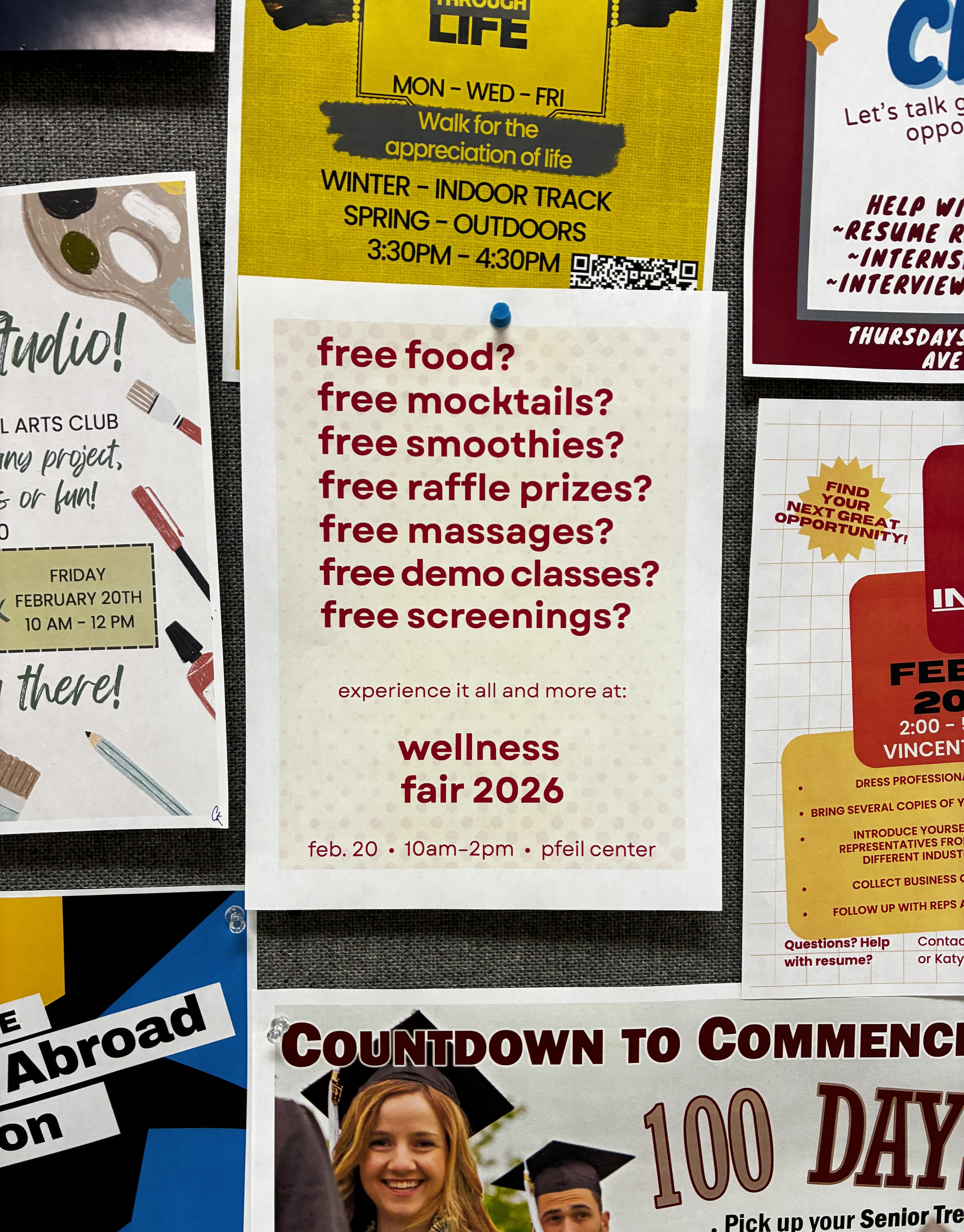 Wellness Fair poster: free food, free smoothies, free raffles